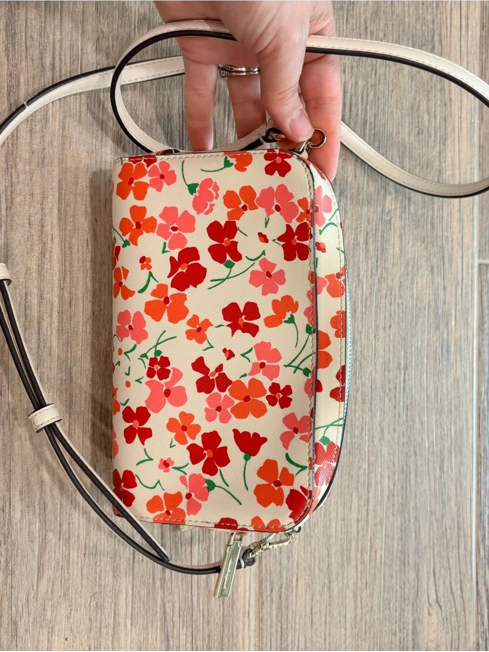 Kate Spade KG471 Staci Sunny Floral Dual Zip Around Crossbody Pink Multi